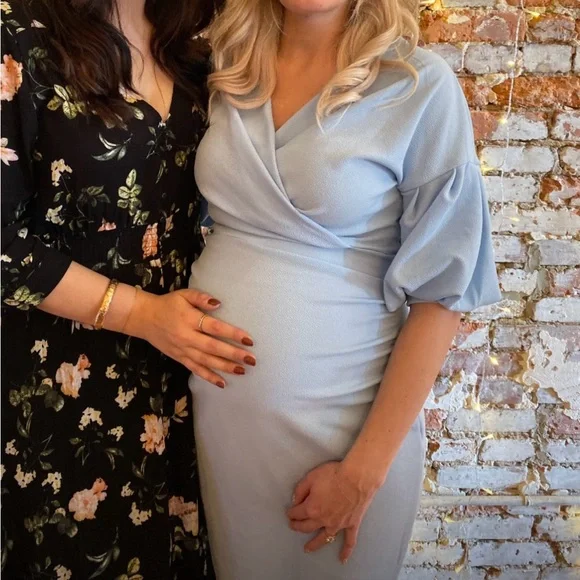 sachin and babi light blue dress Maternity Baby Shower Dresses main image 0